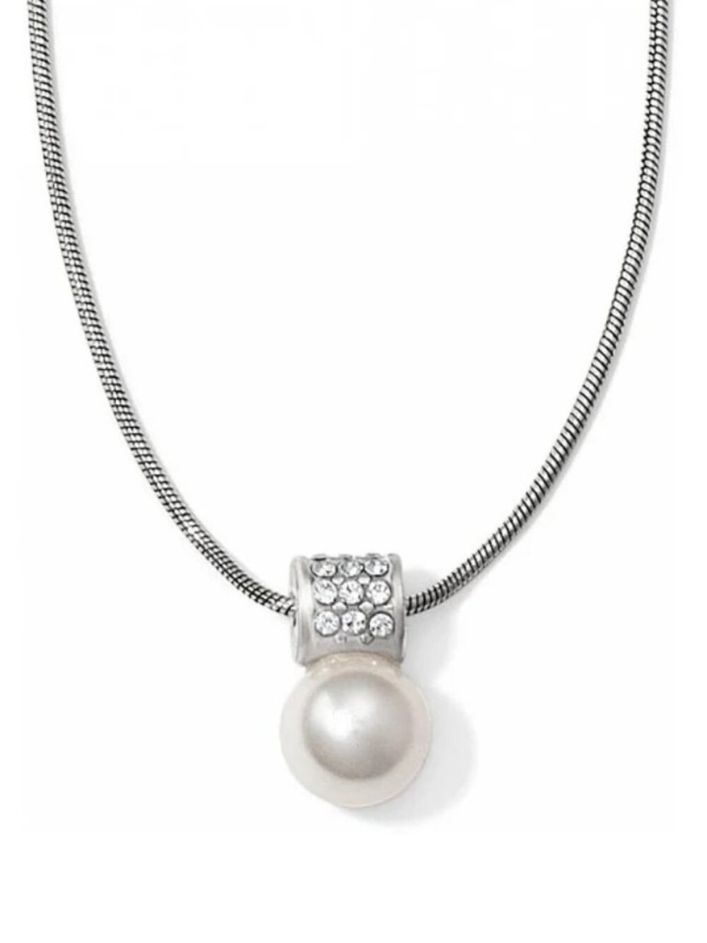 New Brighton Meridian Petite Pearl Crystals Pendant Layer Silver Plated Chain